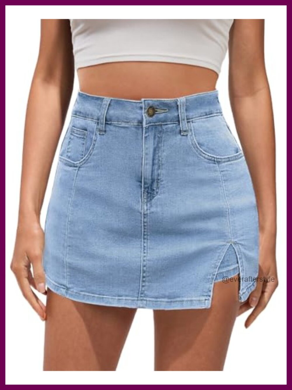High Waisted Jean Skort with Slit and 5 Pockets Y2K Denim Skirts